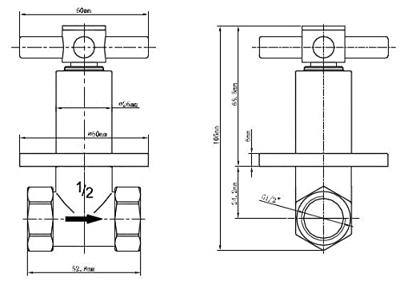 Wiesbaden Cross inbouw stopkraan 1/2&apos;&apos; chroom