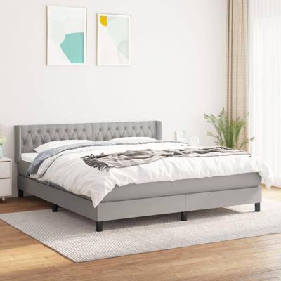 Boxspring met matras stof lichtgrijs 180x200 cm
