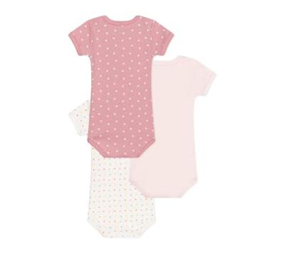 Set van 3 rompertjes met korte mouwenmet kleine hartjes voor baby's PETIT BATEAU wit Set van 3 rompertjes met korte mouwenmet kleine hartjes voor baby's PETIT BATEAU wit