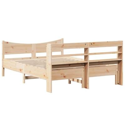 Bedframe met hoofdbord massief grenenhout 150x200 cm