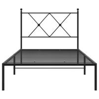 Bedframe met hoofdbord metaal zwart 90x190 cm - thumbnail