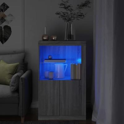 Bijzetkast met LED bewerkt hout grijs sonoma eikenkleurig