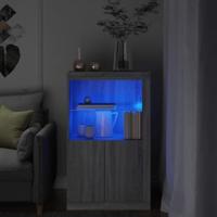 Bijzetkast met LED bewerkt hout grijs sonoma eikenkleurig - thumbnail