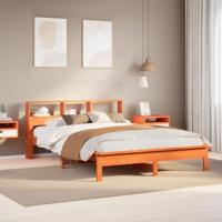 Bedframe zonder matras massief grenenhout wasbruin 160x200 cm - thumbnail