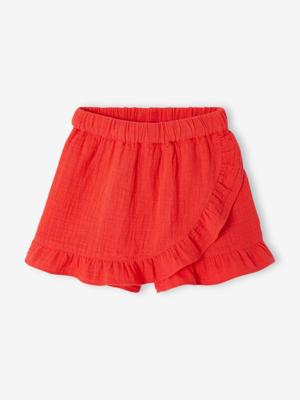 Skort voor meisjes van katoenen gaas rood