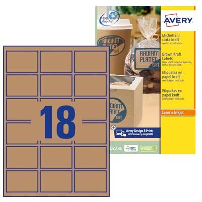 Avery L7110-20 productetiketten ft 62 x 42 mm (b x h), 360 etiketten, kraft Avery L7110-20 productetiketten ft 62 x 42 mm (b x h), 360 etiketten, kraft