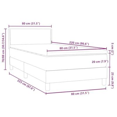 Boxspring met matras en LED fluweel lichtgrijs 80x220 cm