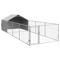 Hondenkennel met ren 7x2x1,5 m gegalvaniseerd staal - thumbnail
