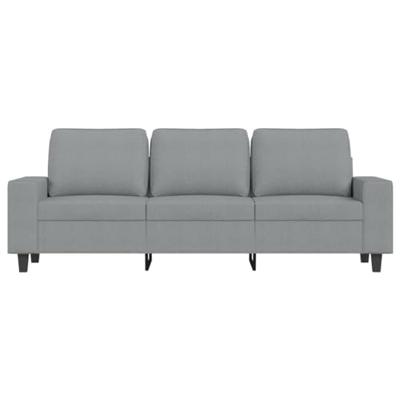 Driezitsbank met voetenbank 180 cm stof lichtgrijs