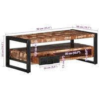 Salontafel 90x50x36 cm massief gerecycled hout meerkleurig - thumbnail