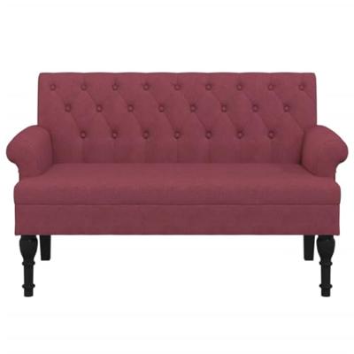 Bankje met rugleuning 120x62x75,5 cm stof wijnrood
