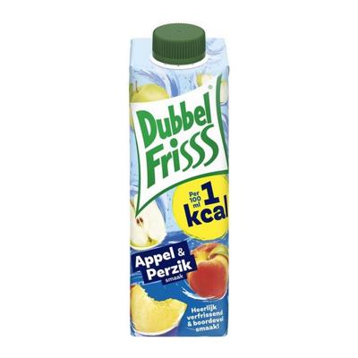 DubbelFrisss 1kcal appel perzik pak (8x 350ml)