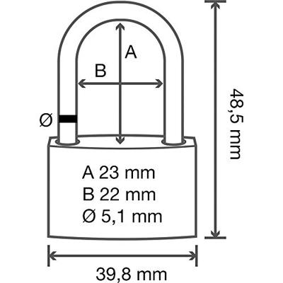 Sygonix SY-5045284 Hangslot 39.8 mm Deels gelijksluitend Goud-geel Sleutelslot