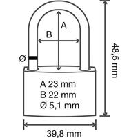 Sygonix SY-5045284 Hangslot 39.8 mm Deels gelijksluitend Goud-geel Sleutelslot - thumbnail