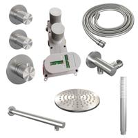 Brushed Carving thermostatische inbouw regendouche SET 01 - 20 cm douchekop, staaf handdouche en doucheslang RVS PVD - thumbnail