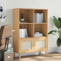 Boekenkast SENJA rattan-look 90x35x130 cm grenenhout bruin - thumbnail