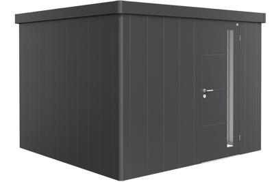 Biohort Neo 3C metalen tuinhuis enkele deur donkergrijs 292x292 cm- Plat dak- Metaal- Biohort