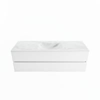 MONDIAZ VICA-DLUX 150cm badmeubel onderkast Talc 2 lades. Inbouw wastafel CLOUD midden zonder kraangat, kleur Opalo. - thumbnail