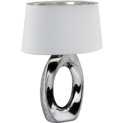LED Tafellamp - Tafelverlichting - Trion Tibos - E27 Fitting - Rond - Mat Zilver - Keramiek