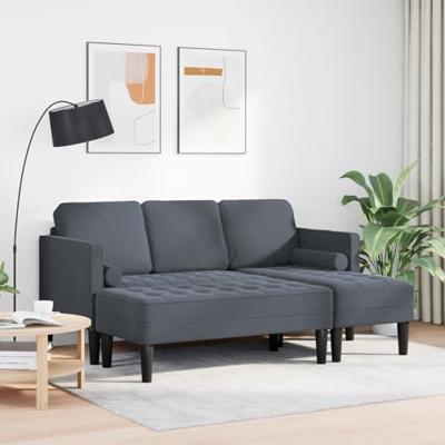 Bankstel met kussen 2 pcs Donkergrijs Polyester