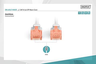 Digitus DK-1617-0025 RJ45 Netwerkkabel, patchkabel CAT 6 U/UTP 0.25 m Grijs Halogeenvrij 1 stuk(s) Digitus DK-1617-0025 RJ45 Netwerkkabel, patchkabel CAT 6 U/UTP 0.25 m Grijs Halogeenvrij 1 stuk(s)