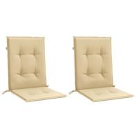 Stoelkussens 2 st lage rug 100x50x4 cm stof gemleerd beige - thumbnail