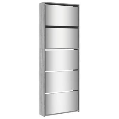 Schoenenkast met spiegel 5-laags 63x17x169,5 cm grijs sonoma