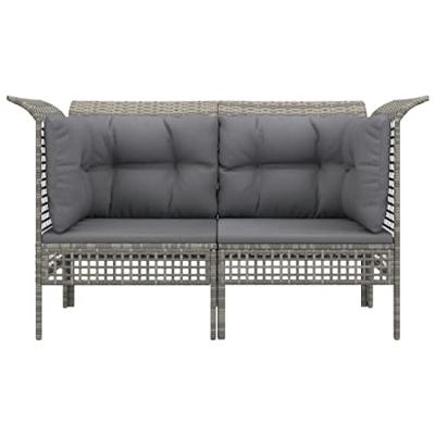 Tuinhoekbanken met kussens 2 st poly rattan grijs