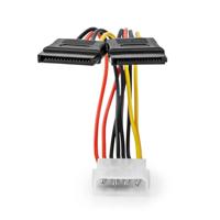 Nedis Interne Voedingskabel | Molex Male | 2x SATA 15-Pins Female | Verguld | 0.15 m | Rond | PVC | Multicolour | Doos - CCGB73520VA015 - thumbnail