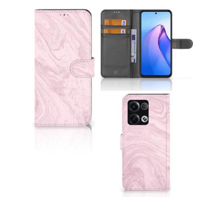 OPPO Reno8 Pro | Bookcase | Marble Pink - Origineel Cadeau Vriendin