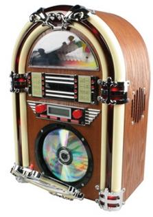 Retro mini jukebox met Bluetooth, FM-radio en CD-speler Retro mini jukebox met Bluetooth, FM-radio en CD-speler
