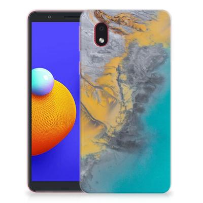 Samsung Galaxy A01 Core | TPU | Siliconen hoesje | Marble Blue Gold Samsung Galaxy A01 Core | TPU | Siliconen hoesje | Marble Blue Gold