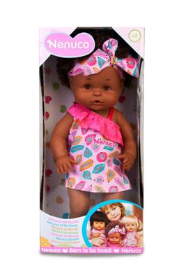 Nenuco Afro-stijl pop 35 cm - Drinkt en plast - Voor kinderen vanaf 2 jaar