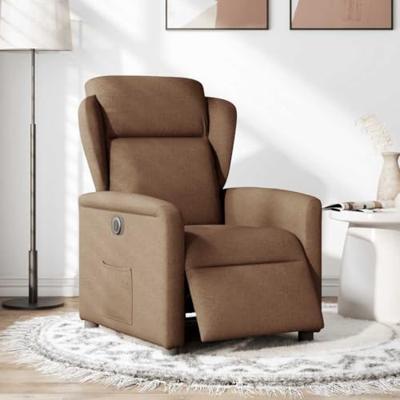 Fauteuil verstelbaar elektrisch stof bruin