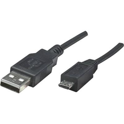 Manhattan 307178-CG USB-kabel USB 2.0 USB-A stekker, USB-micro-B stekker 1.80 m Zwart UL gecertificeerd
