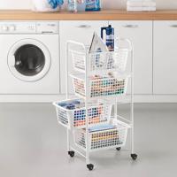 Metaltex Opbergrek met Wielen + 4 Manden 83x38x30 cm Wit - thumbnail