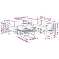 7-delige Loungeset met kussens massief grenenhout wasbruin - thumbnail