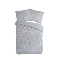 Pure Dekbedovertrek "luxe stiksel plooien" - Zilver - (140x200/220 cm) - Microfiber - thumbnail