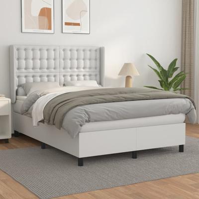 Boxspring met matras kunstleer wit 180x200 cm - thumbnail