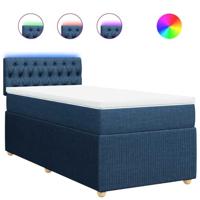 Boxspring met matras stof blauw 100x200 cm - thumbnail