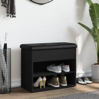 Schoenenbankje 62x32x50 cm bewerkt hout zwart - thumbnail