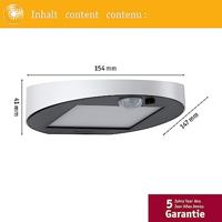 Paulmann 94247 Ryse Wandlamp op zonne-energie met bewegingsmelder Energielabel: A (A - G) 1.2 W Warmwit Wit - thumbnail
