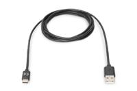 Digitus AK-300136-010-S USB-kabel USB 3.2 Gen1 (USB 3.0 / USB 3.1 Gen1) USB-A stekker, USB-C stekker 1.00 m Zwart Rond, Stekker past op beide manieren, - thumbnail