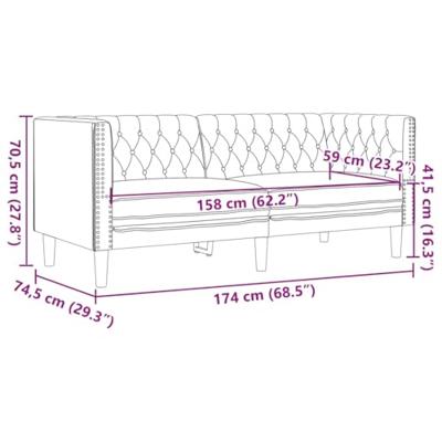 Tweezitsbank Chesterfield-stijl kunstleer cappuccinokleurig