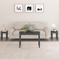 Tafeltjesset 3 st massief grenenhout grijs - thumbnail