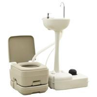 VidaXL Kampeertoilet- en wasbakset 10+10 en 20 l grijs - thumbnail