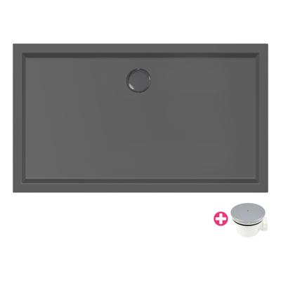 Douchebak Xenz Mariana | 140x90x4 cm | Incl.Afvoersifon-Chroom | Acryl | Rechthoekig | Zwart mat Douchebak Xenz Mariana | 140x90x4 cm | Incl.Afvoersifon-Chroom | Acryl | Rechthoekig | Zwart mat