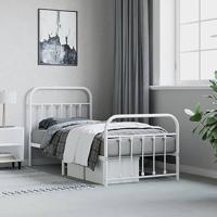 Bedframe met hoofd- en voeteneinde metaal wit 90x190 cm - thumbnail