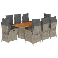 9-delige Tuinset met kussens poly rattan grijs - thumbnail