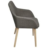 VidaXL Eetkamerstoelen 2 st stof en massief eikenhout lichtgrijs - thumbnail